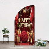 Aperturee - Aperturee Gold Burgundy Gift Box Rose Birthday Half Moon Arch Backdrop